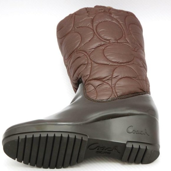 Coach CANTINA Signature Quilted Wedge Boot Brown - Picture 12 of 12